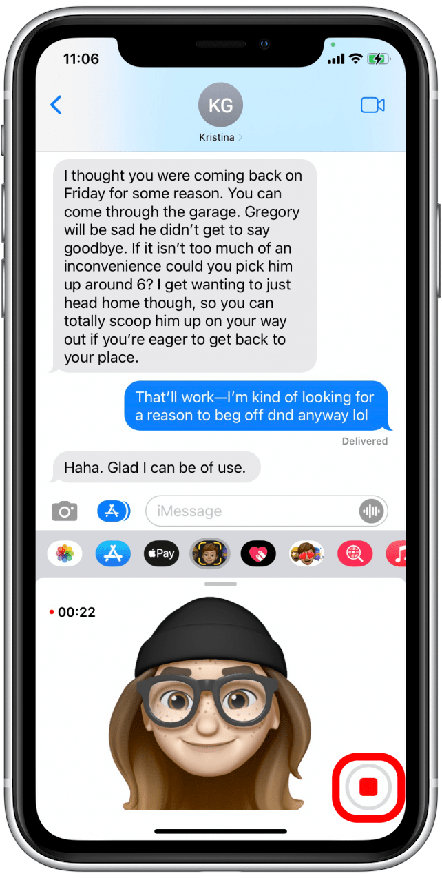 Appuyez pour arrêter l'enregistrement