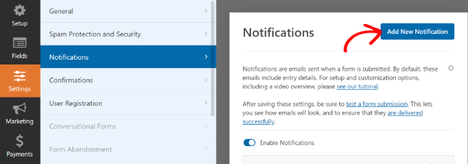 Configurer les notifications de formulaire d'événement