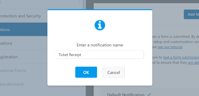 Entrez un nom pour la nouvelle notification de formulaire