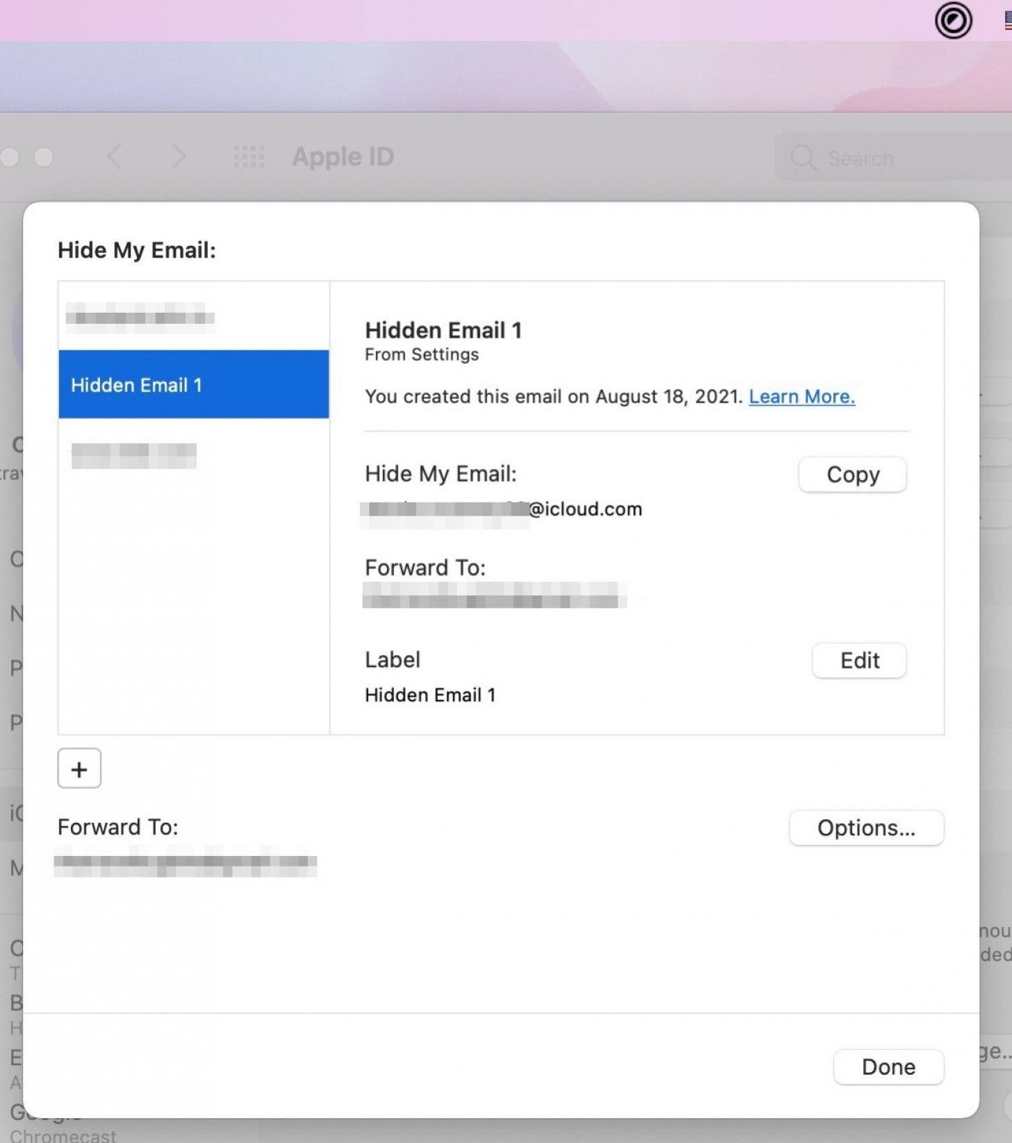 E-mail caché