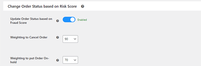 Modifier le score du statut de la commande Modifier le score du statut de la commande