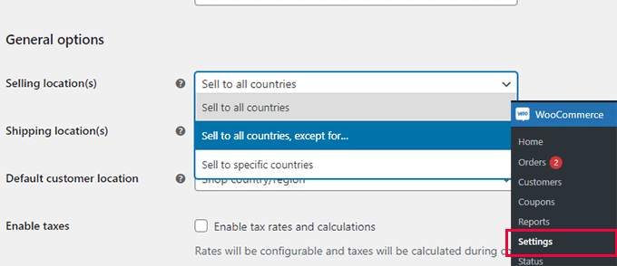 WooCommerce vend dans les pays WooCommerce vend dans les pays