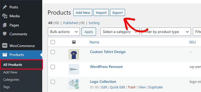 Import export de produits WooCommerce Import export de produits WooCommerce