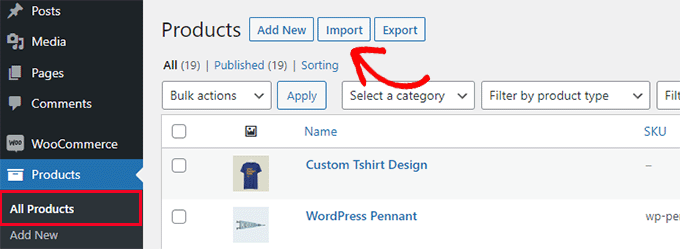 Importer des produits Importer des produits