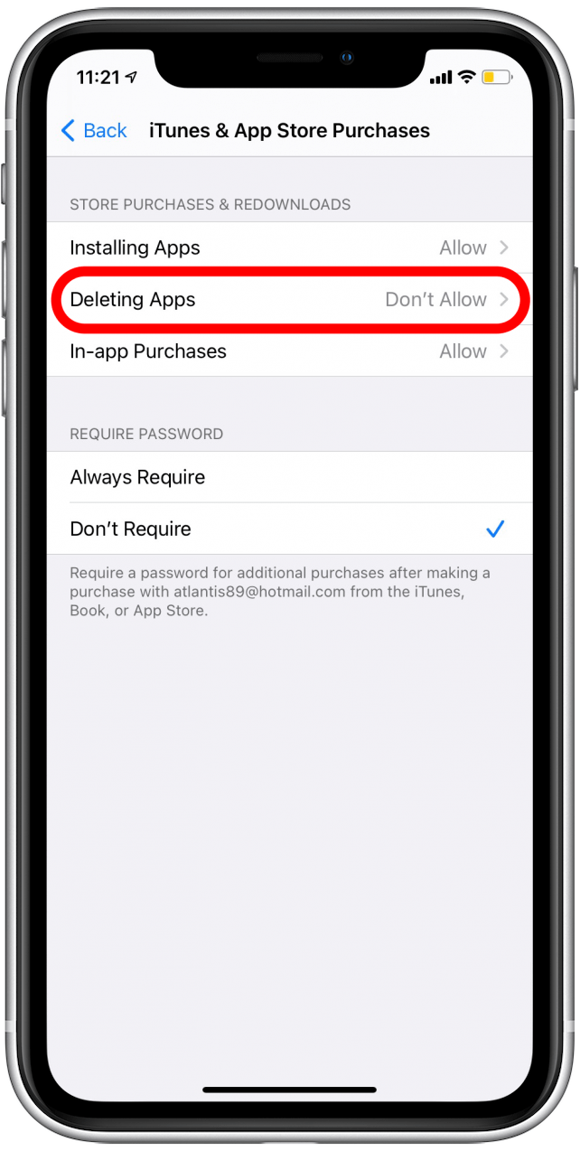 Appuyez sur Supprimer des applications