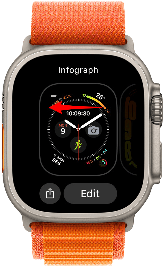 Balayez vers la gauche ou utilisez votre couronne numérique pour faire défiler jusqu'à ce que vous voyiez une option pour créer un nouveau cadran de montre.