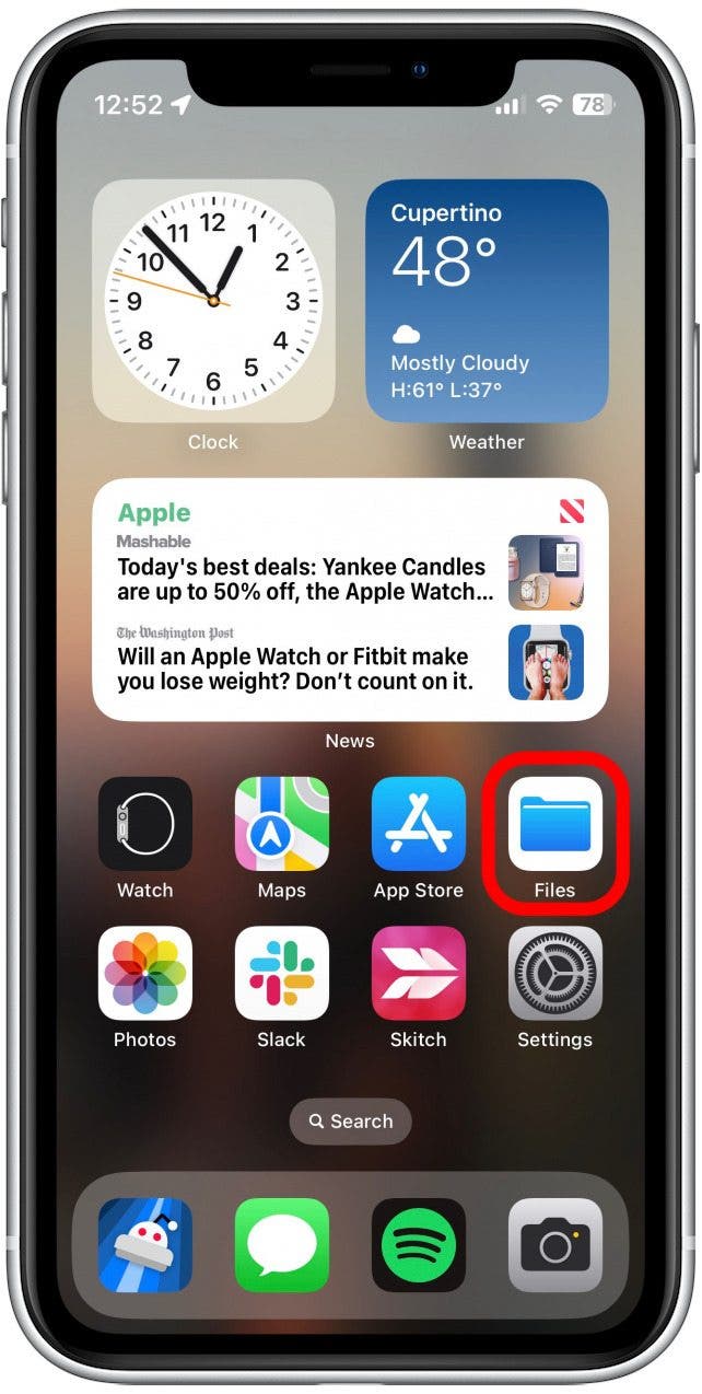 Ouvrez l'application Fichiers.