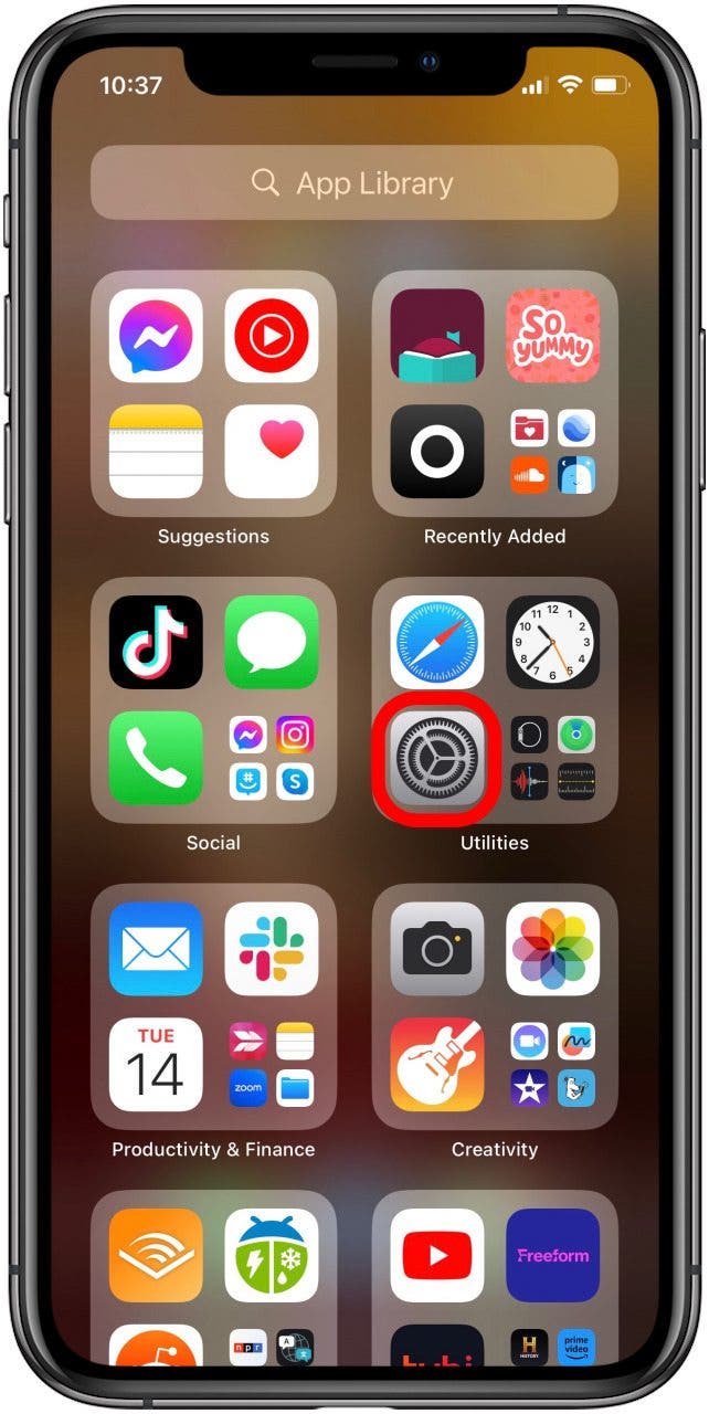ouvrez l'application des paramètres de l'iphone ou de l'ipad