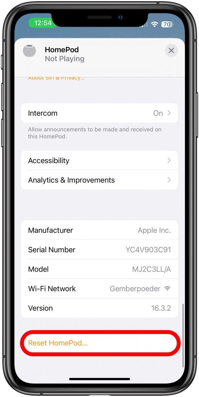 appuyez sur réinitialiser homepod homepod ne s'allume pas