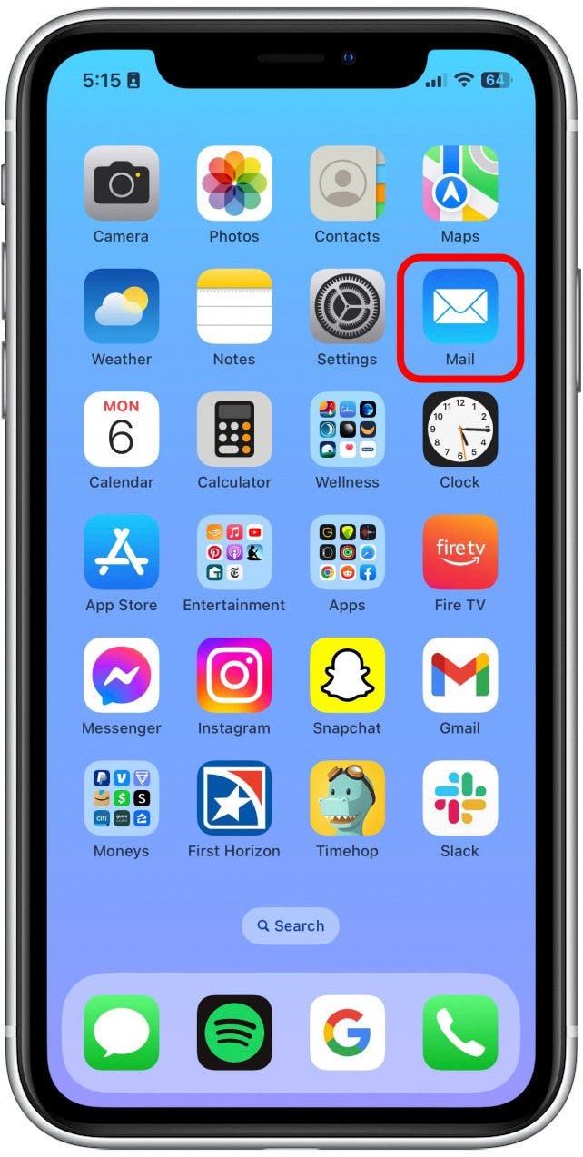 Sur votre iPhone, ouvrez l'application Mail.