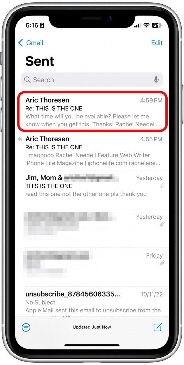 Appuyez sur un message récemment envoyé qui contient une question.