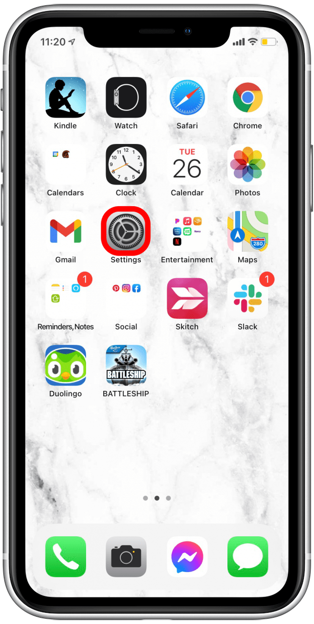 Ouvrez l'application Paramètres