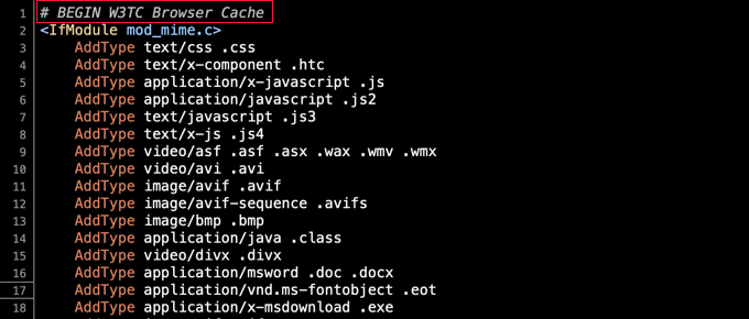 Exemple de marqueurs de plugin dans .htaccess