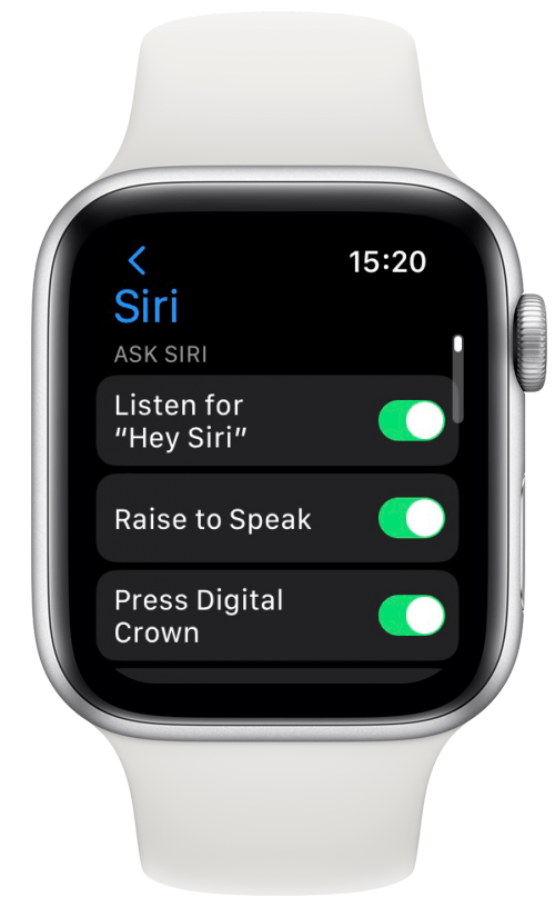 Assurez-vous que la méthode que vous souhaitez poser à Siri est activée.