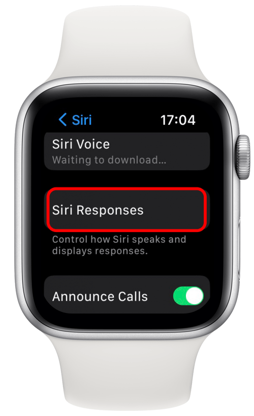 Ensuite, appuyez sur Réponses Siri.