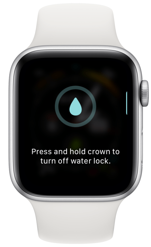 Maintenez le bouton de la Digital Crown enfoncé jusqu'à ce que la montre éjecte l'eau.