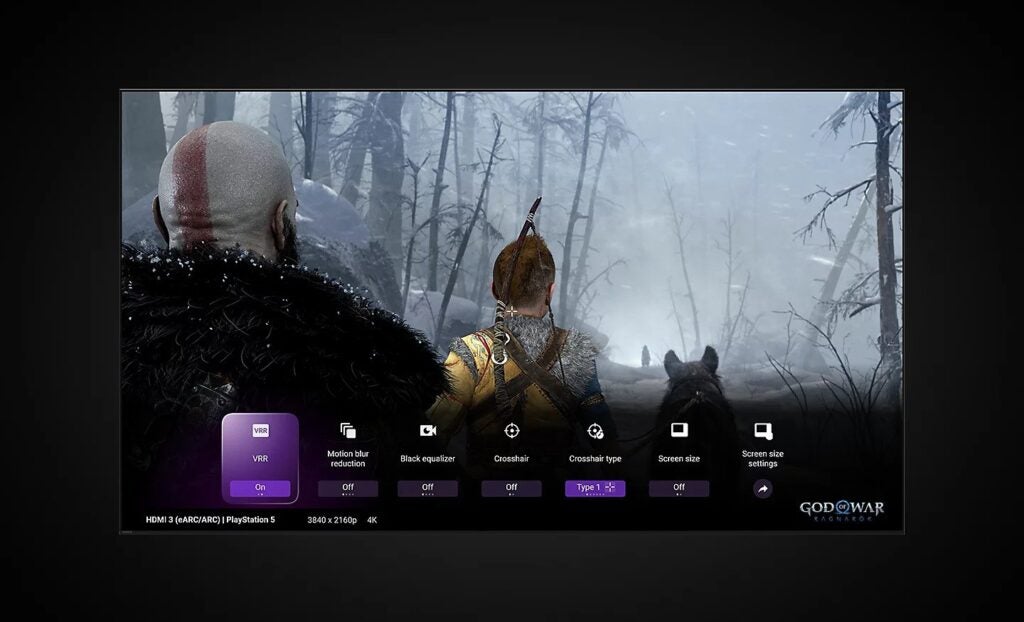 Paramètres du menu du jeu Sony TV 2023