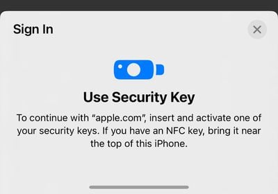 identifiant apple de connexion à la clé de sécurité