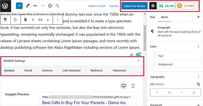 Aperçu de l'éditeur SEO Aperçu de l'éditeur SEO