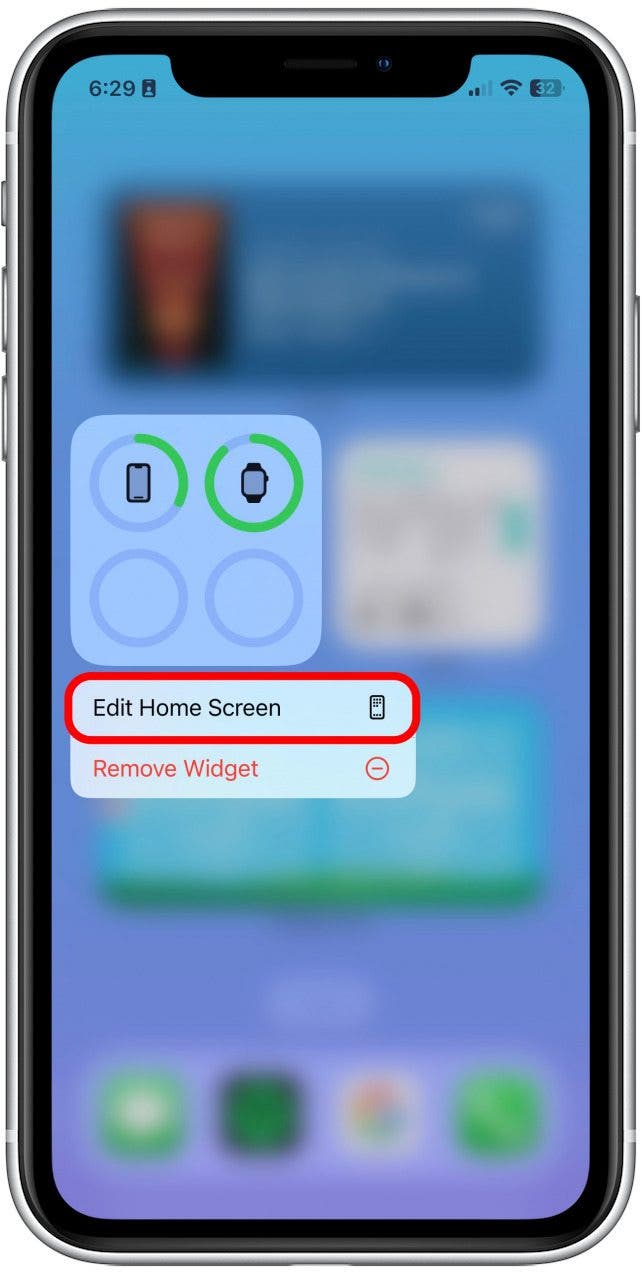 Appuyez sur Modifier l'écran d'accueil.