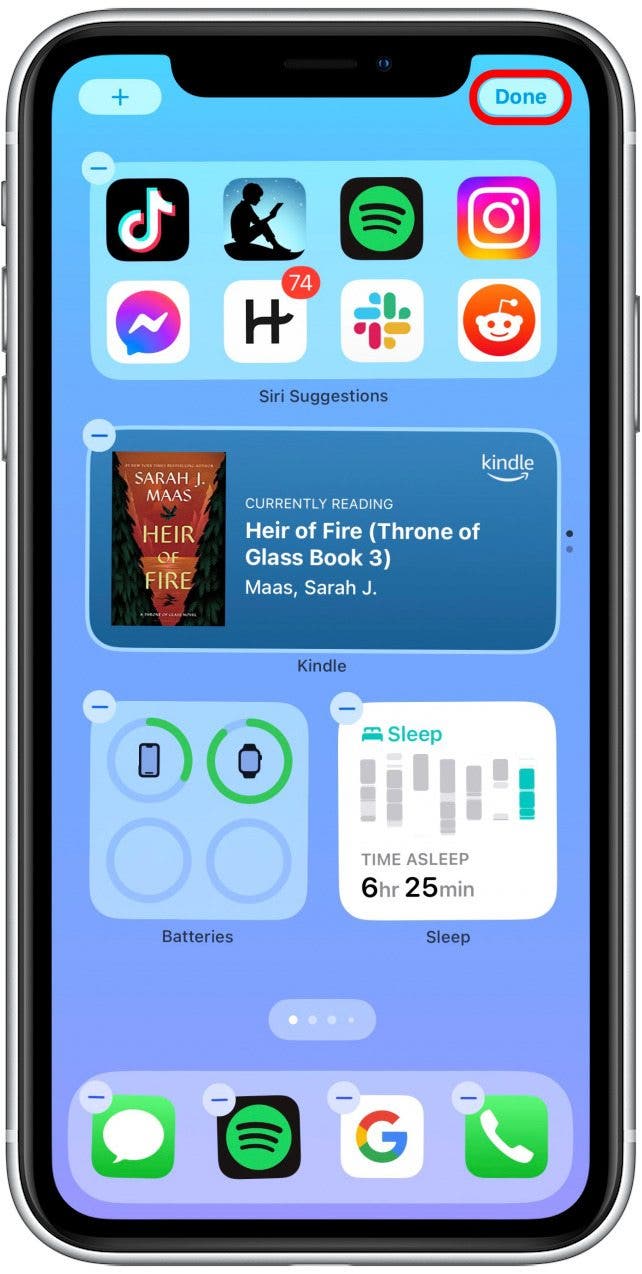 Lorsque vous avez terminé, appuyez sur Terminé. Soyez prêt à ce que ces suggestions changent avec le temps en fonction de vos habitudes.