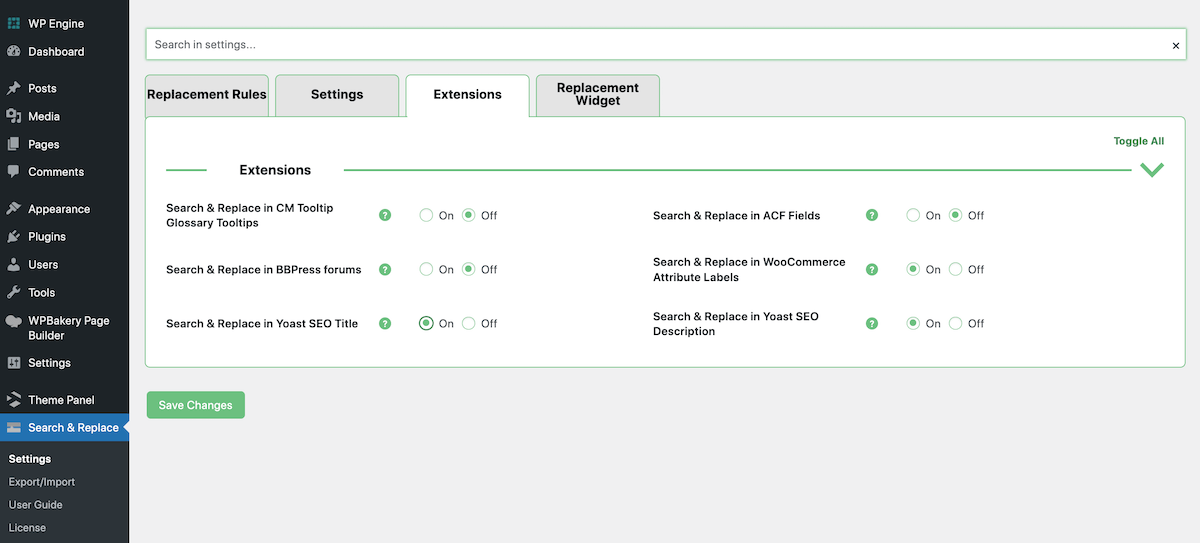 CM Rechercher et remplacer les extensions