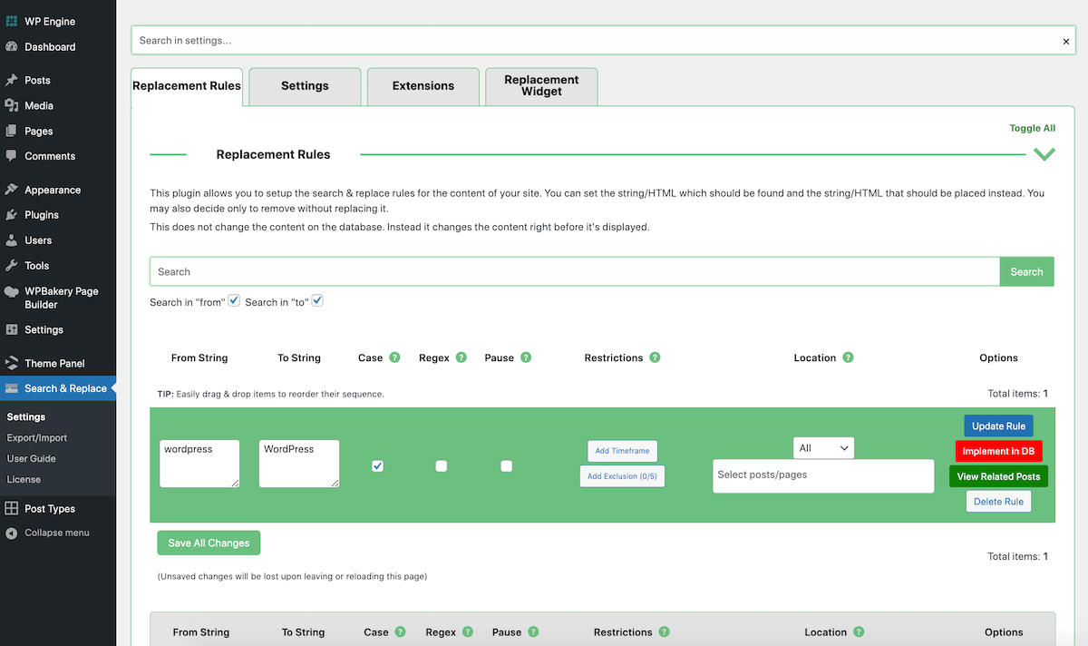 CM Search and Replace - Modifier les règles de remplacement