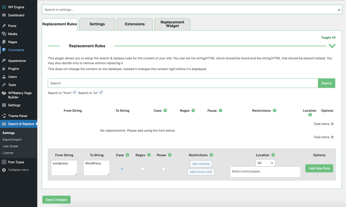 CM Search and Replace - Règles de remplacement