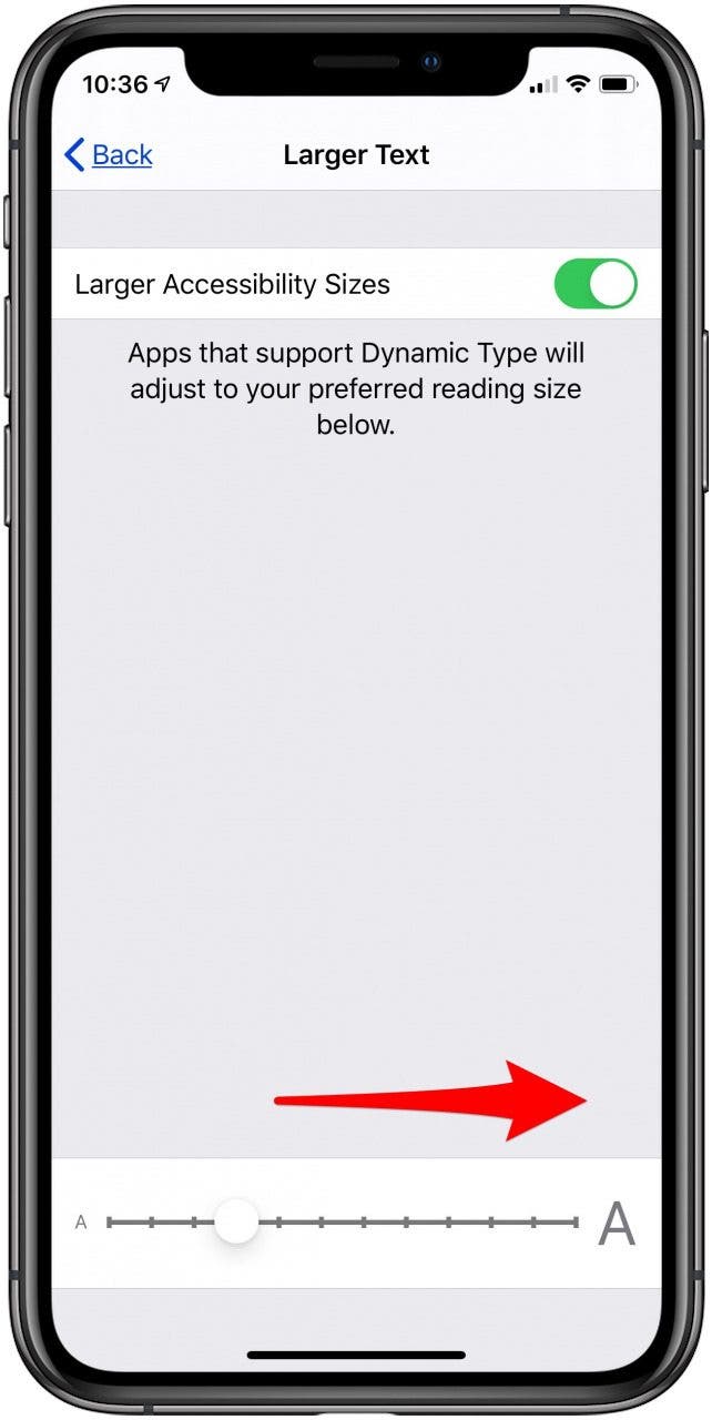 taille de la police de l'iphone