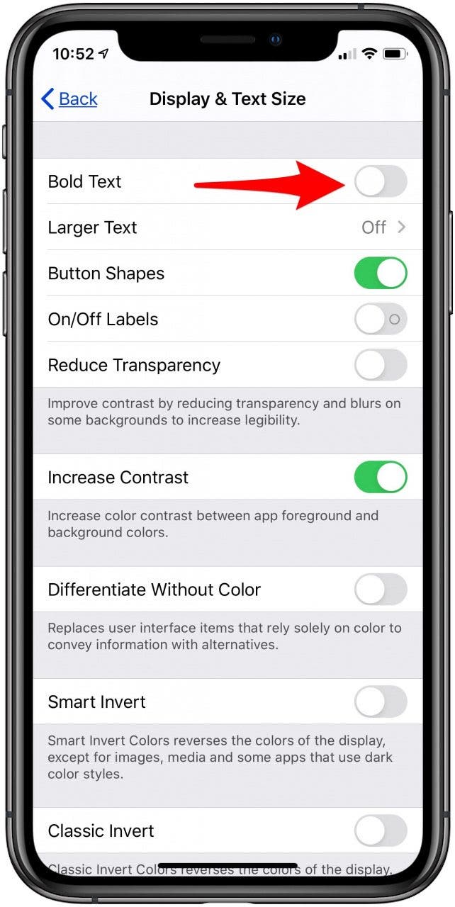activer le texte en gras de l'iphone