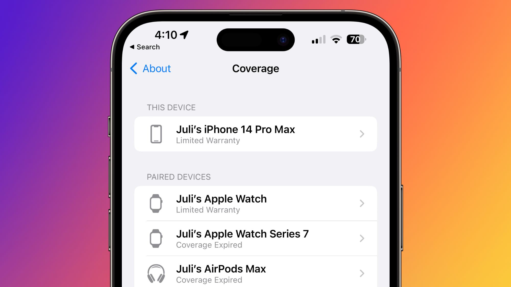 1680713772 Comment trouver les informations de garantie AppleCare pour votre appareil