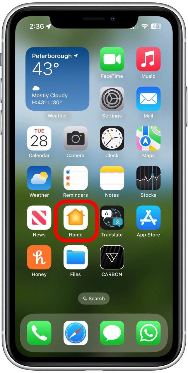 Ouvrez l'application Home en changeant le wifi du homepod