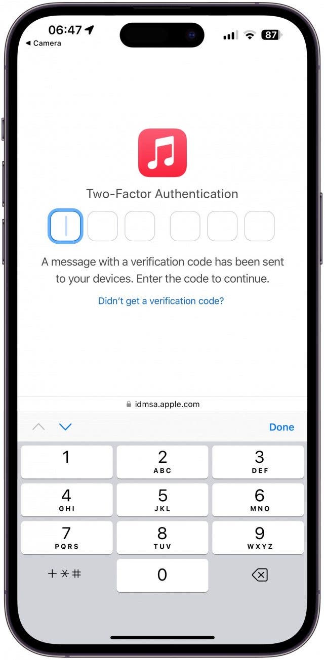 Si vous avez configuré l'authentification en deux étapes, vous devrez vérifier