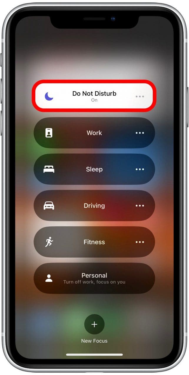 Appuyez sur Ne pas déranger pour l'activer.