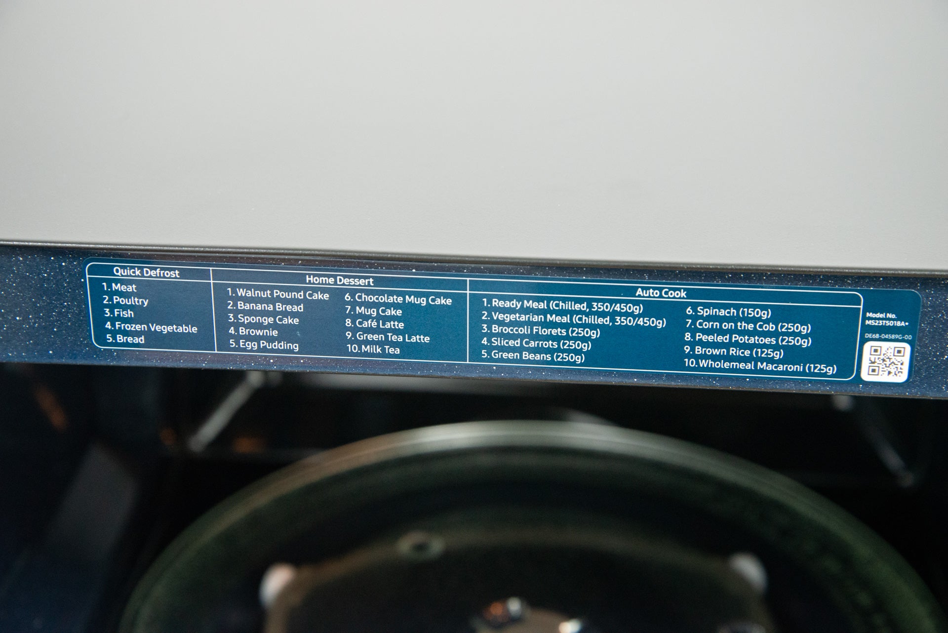 Instructions Samsung Glass Front 23 Liter Solo Microwave MS23T5018AE