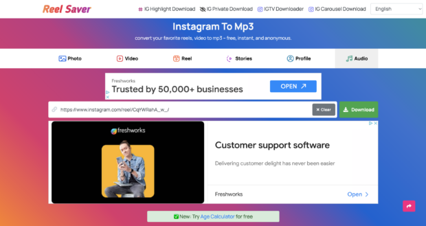 &eacute;conomiseur de bobine instagram en mp3