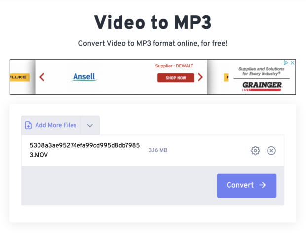 option de conversion de fichier