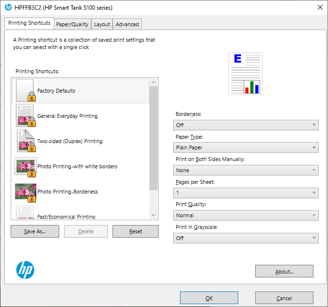 Capture d'écran du logiciel HP Smart Tank 5105