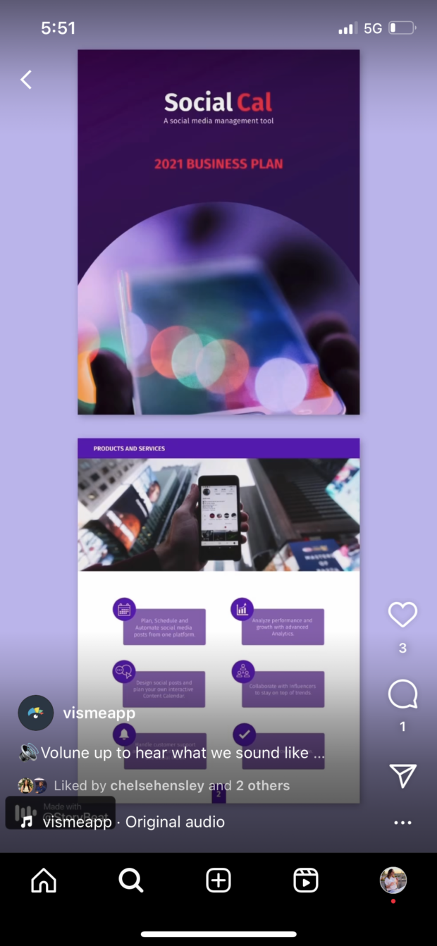 ic&ocirc;ne de partage c&ocirc;t&eacute; droit de la bobine instagram