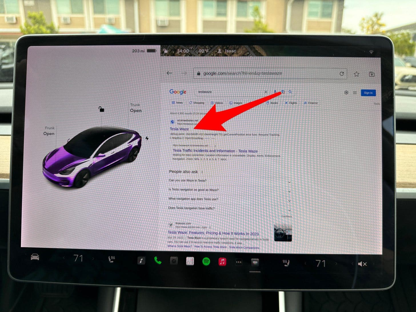 Appuyez sur le lien teslawaze.azurewebsites.net.