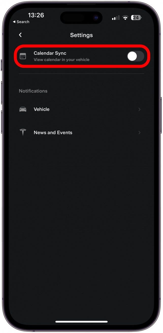 Activez la synchronisation du calendrier.