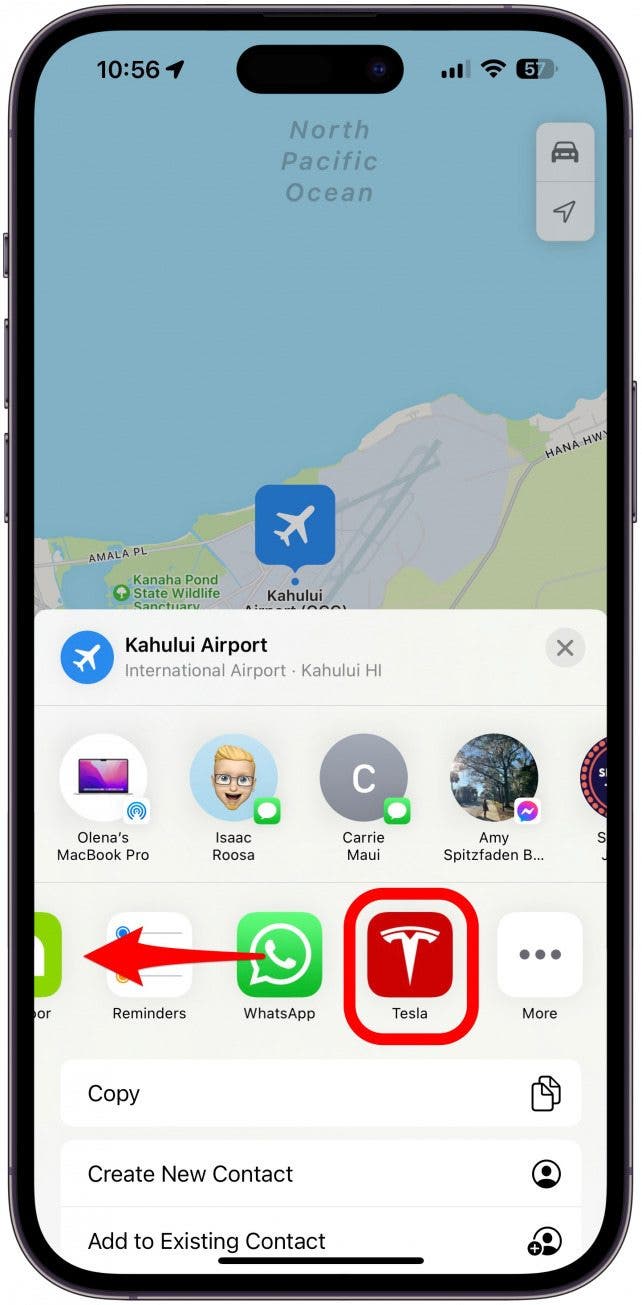 Balayez vers la gauche sur les applications jusqu'à ce que vous voyiez Tesla.  Appuyez dessus.