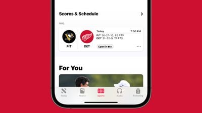 onglet sport d'Apple News