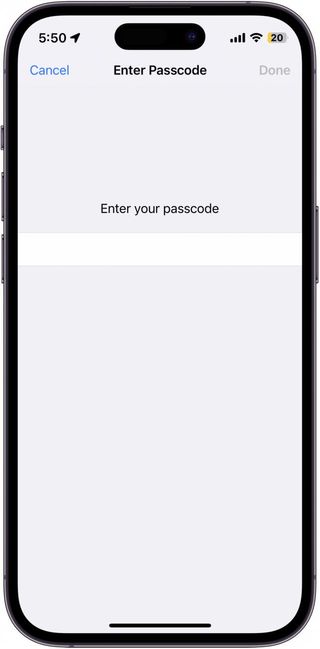 Saisissez le code d'accès de votre appareil.