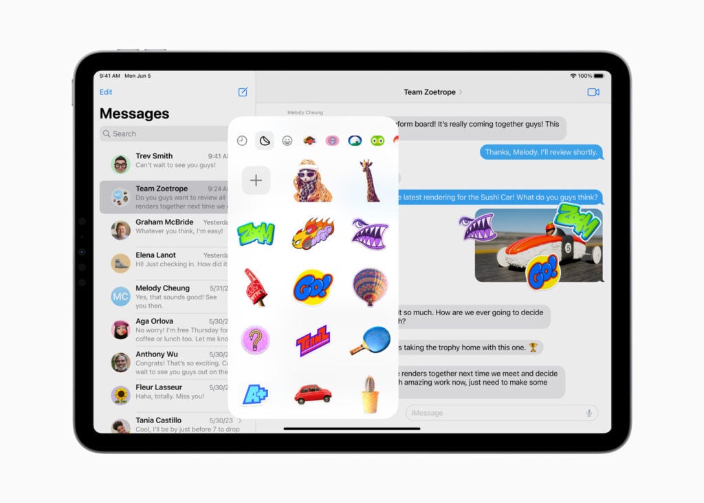iPadOS 17 autocollants en direct