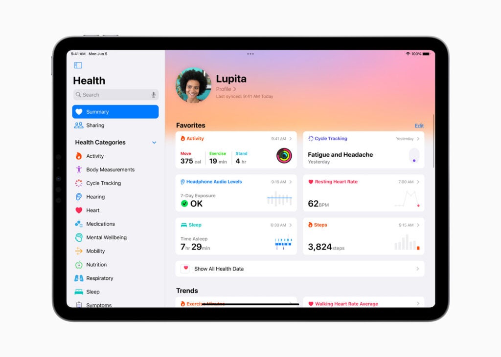 iPadOS 17 Santé