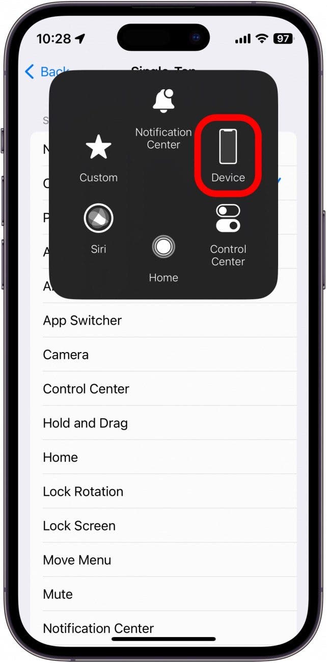 Dans ce menu, vous pouvez appuyer sur Appareil.