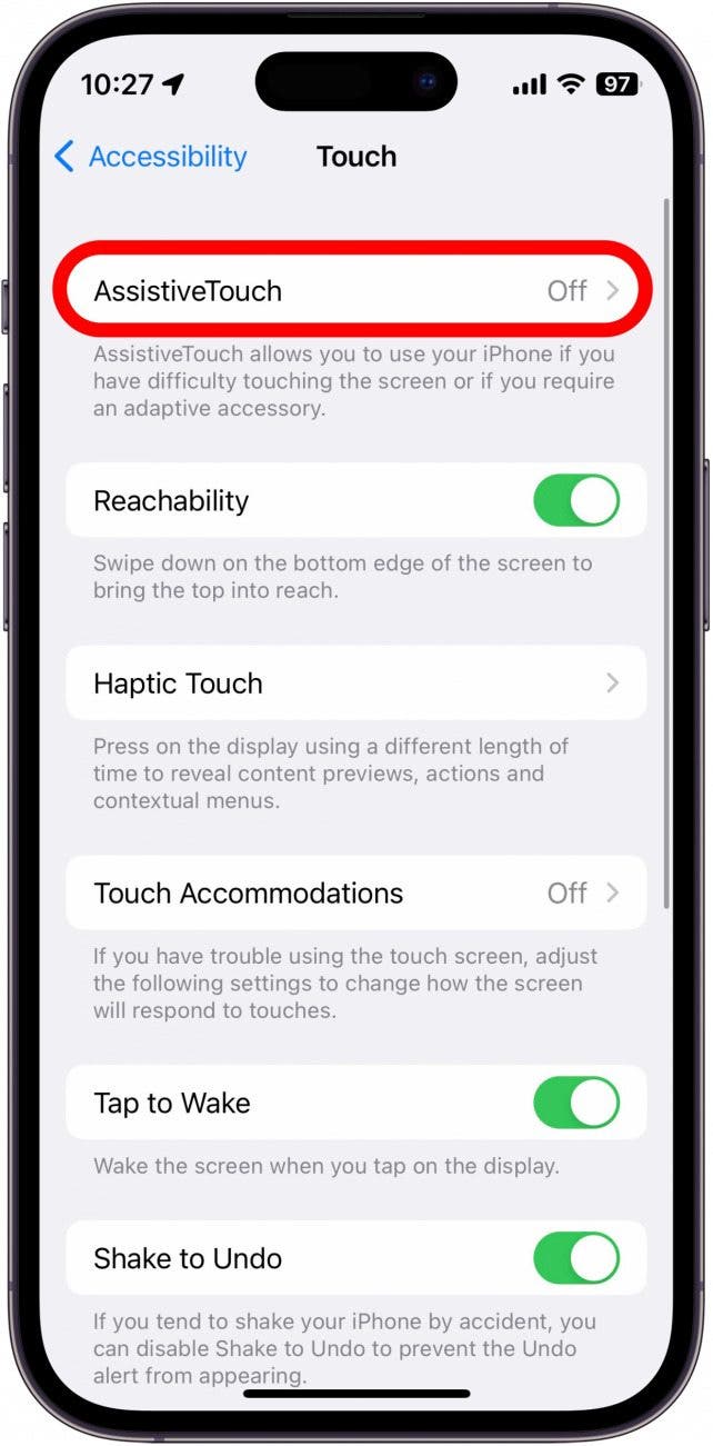 Appuyez sur Assistive Touch.