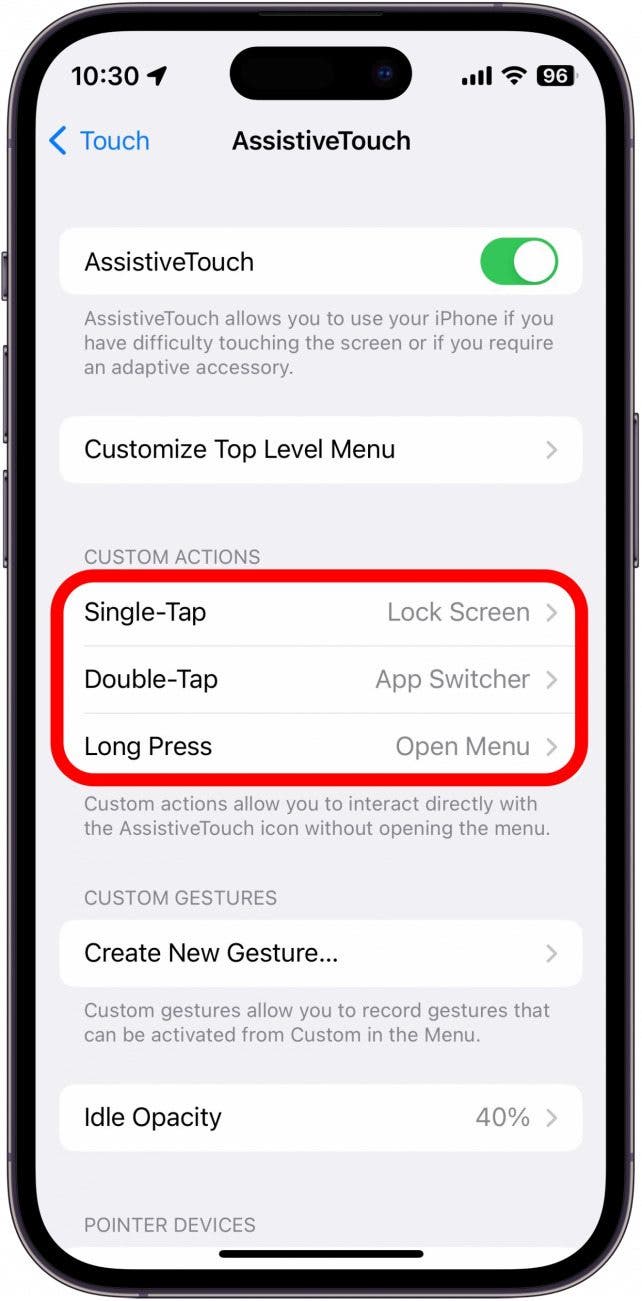 Vous pouvez attribuer cette action ou n'importe quelle action à un appui simple, un appui double ou un appui long.