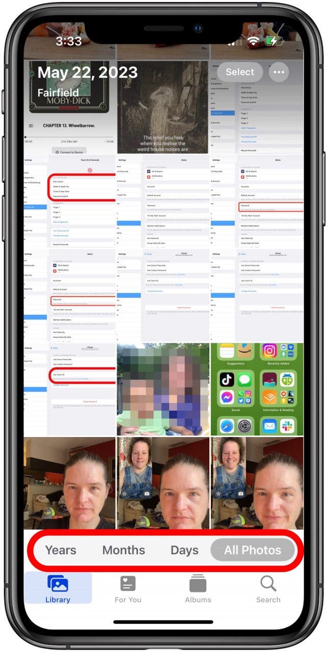 trouver une capture d'écran d'appel facetime dans la bibliothèque d'applications de photos